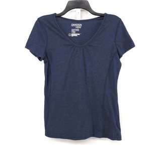 Danskin Now Shirt Womens Size M Blue Short Sleeve V-Neck Pullover Top